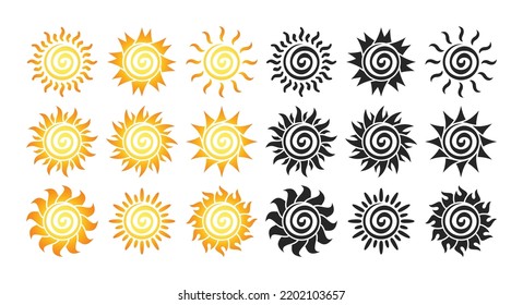 Sun icon of suns clipart collection set, transparency PNG isolated on white background.