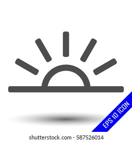 Sun Icon. Sunset Icon. Flat Icon Of Sun. Sun EPS. Vector Illustration.