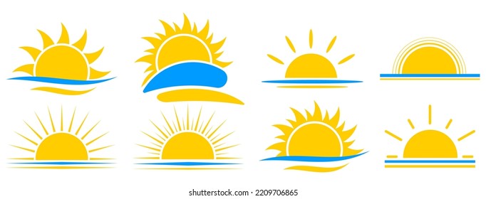 Sun icon. Sunshine icon. Save ukraine. Vector illustration. Eps 10.