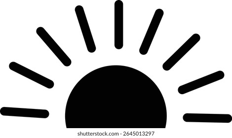 Sun icon, sunshine and solar glow sunrise or sunset. Decorative circle full and half sun and sunlight. Hot solar energy for tan. Vector sun light sign isolated on transparent background