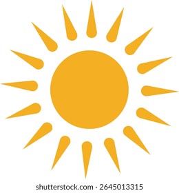 Sun icon, sunshine and solar glow sunrise or sunset. Decorative circle full and half sun and sunlight. Hot solar energy for tan. Vector sun light sign isolated on transparent background