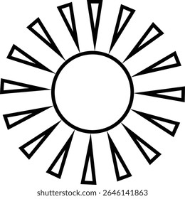 Sun icon, sunshine and solar glow sunrise or sunset. Decorative circle full and half sun and sunlight. Hot solar energy for tan. Vector sun light sign isolated on transparent background