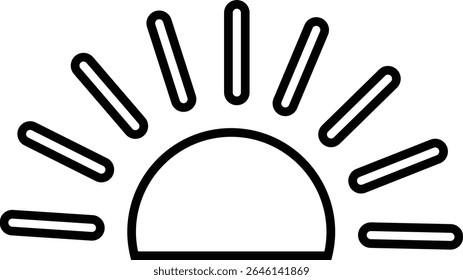 Sun icon, sunshine and solar glow sunrise or sunset. Decorative circle full and half sun and sunlight. Hot solar energy for tan. Vector sun light sign isolated on transparent background