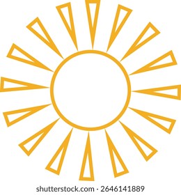 Sun icon, sunshine and solar glow sunrise or sunset. Decorative circle full and half sun and sunlight. Hot solar energy for tan. Vector sun light sign isolated on transparent background
