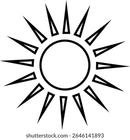 Sun icon, sunshine and solar glow sunrise or sunset. Decorative circle full and half sun and sunlight. Hot solar energy for tan. Vector sun light sign isolated on transparent background