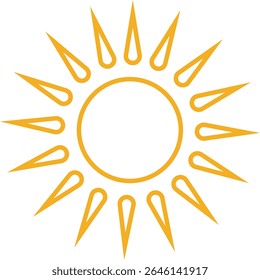 Sun icon, sunshine and solar glow sunrise or sunset. Decorative circle full and half sun and sunlight. Hot solar energy for tan. Vector sun light sign isolated on transparent background