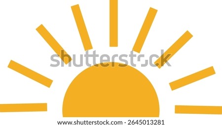 Sun icon, sunshine and solar glow sunrise or sunset. Decorative circle full and half sun and sunlight. Hot solar energy for tan. Vector sun light sign isolated on transparent background