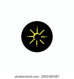 Sun Icon with Sunshine Sunlight | Solar Energy Symbol | Bright Summer Weather | Warm Sunny Day Illustration