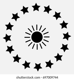 Sun icon, sunshine vector illustration
