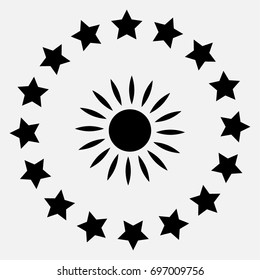 Sun icon, sunshine vector illustration