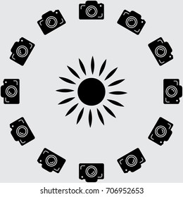 Sun icon, sunshine vector illustration