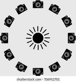Sun icon, sunshine vector illustration