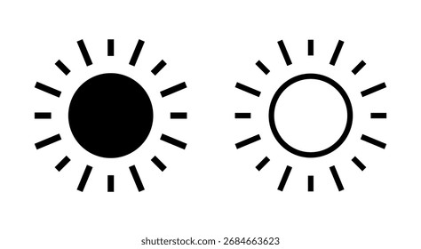 Sun icon symbol for apps and websites. Brightness sign and symbol