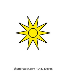 sun icon, symbol filled design template