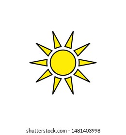 sun icon, symbol filled design template