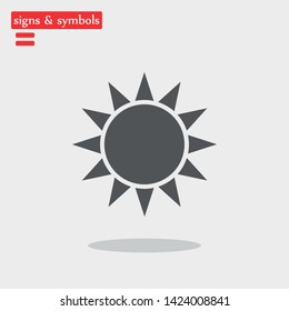 The Sun  Icon. A symbol  of the good weather and the sky on white isolated background. The sunny and brightness sign