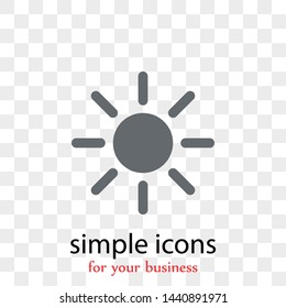 The Sun  Icon. A symbol  of the good weather and the sky on white isolated background. Sunny vector graphics