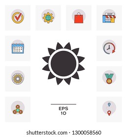 Sun icon symbol. Graphic elements for your design