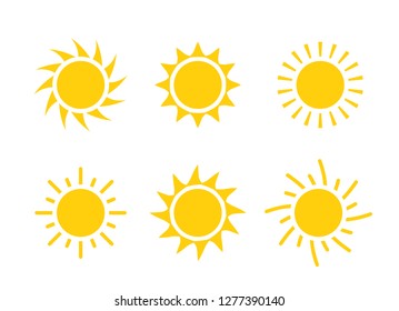 Sun icon symbol illustration, Sunlight design weather. Flat sunshine isolated set of sun logo.