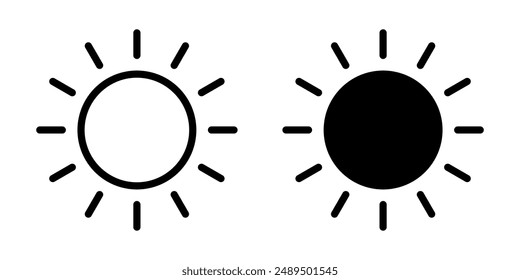Sun-Symbol, Sonnensymbol isoliert auf weiß.