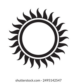 Sun icon, sun symbol isolated on white.