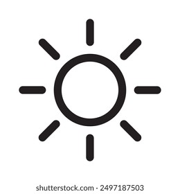 Sun icon, sun symbol isolated on white.