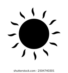 Sun icon, sun symbol isolated on white.