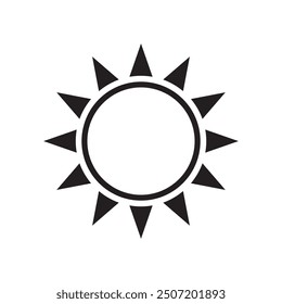 Sun icon, sun symbol isolated on white.