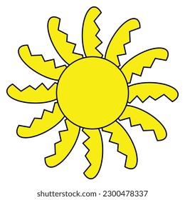 Sun icon or symbol on white background for summer weather sunlight sunshine concept