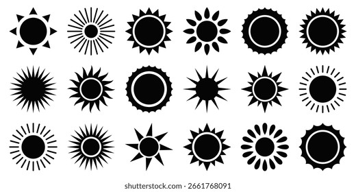 Ícone sol símbolo conjunto design simples