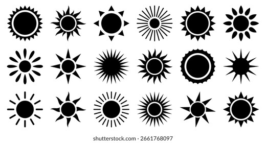 Sun icon symbol set simple design
