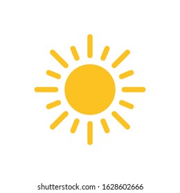 Sun icon symbol. Simple shape logo. Flat weather sign. Vector illustration image. Isolated on white background.