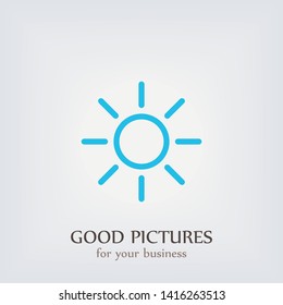 The Sun  Icon. A symbol the sky on white isolated background.The wheather line. Sunny sign.