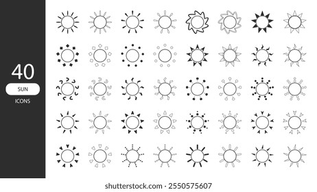 sun icon symbol sunlight summer light sunshine weather ray sunrise. graphic design sunny solar hot set shine heat vector illustration. sign flat isolated sunburst element warm bright sunset.