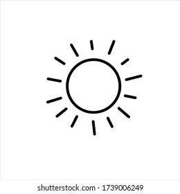 Sun icon. Symbol of sunny weather. Vector hand drawn illustration in the style of a doodle. Isolated on white background