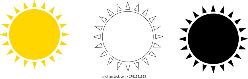 símbolo de icono de sol símbolo de diseño vector ilustración de logotipo aislado en fondo blanco