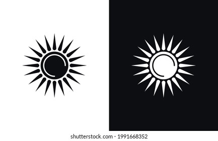 Sun icon symbol vector design logo illustration isolated on white and black background