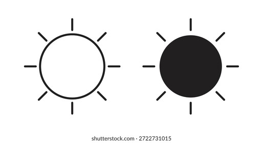 Símbolo de icono de sol. Vector EPS 10. icono de línea y glifo