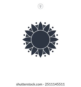 Ilustración vectorial del símbolo del icono del sol aislada en el fondo blanco