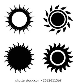 Sun icon, sun symbol, vector isolated on white.