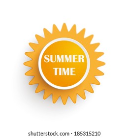 Sun icon with text "Summertime". Eps 10 vector file.