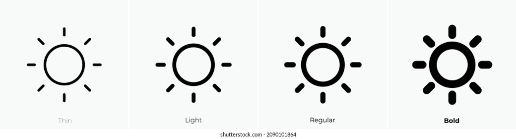 sun icon. Thin, Light Regular And Bold style design isolated on white background