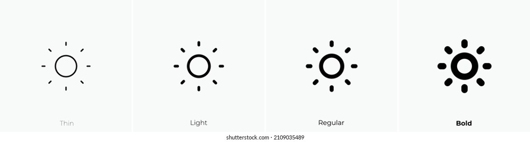 sun icon. Thin, Light Regular And Bold style design isolated on white background