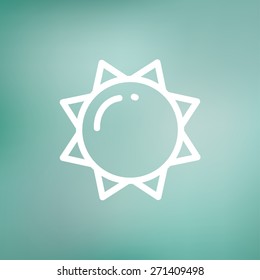Linha fina ícone Sun para web e móvel, design plano minimalista moderno. Ícone branco de vetor no plano de fundo da malha de gradiente.