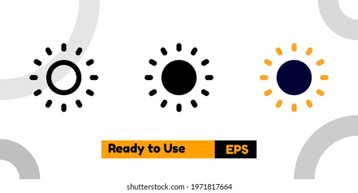 sun icon with three style for poster, social media, and presentation