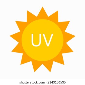 Icono solar, radiación ultravioleta UV en concepto de luz solar. Ilustración vectorial.