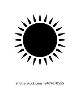 Sun icon vector. Black sun logo illustration isolated on white background.