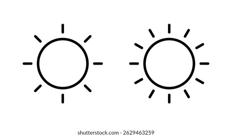 Vetor de ícone de sol. Símbolo e sinal de brilho