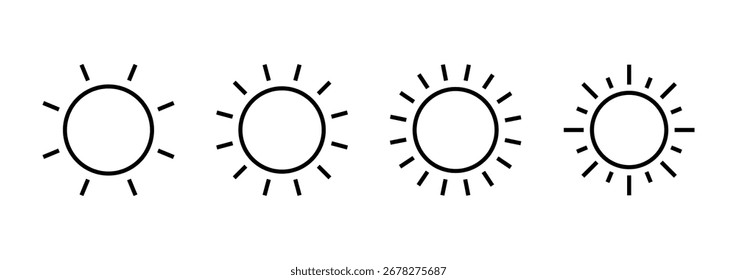 Vector de icono de sol. Signo y símbolo del brillo