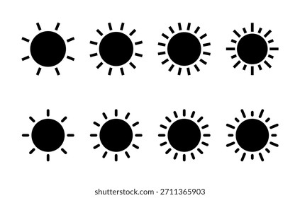 Sonnensymbol, Vektor. Helligkeitszeichen und -symbol